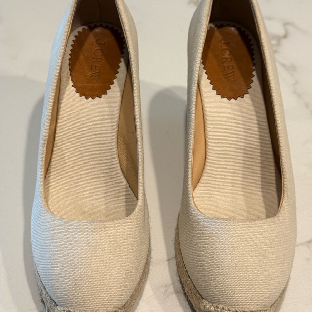 J. Crew Women's Seville Tan Canvas Espadrille Wedges